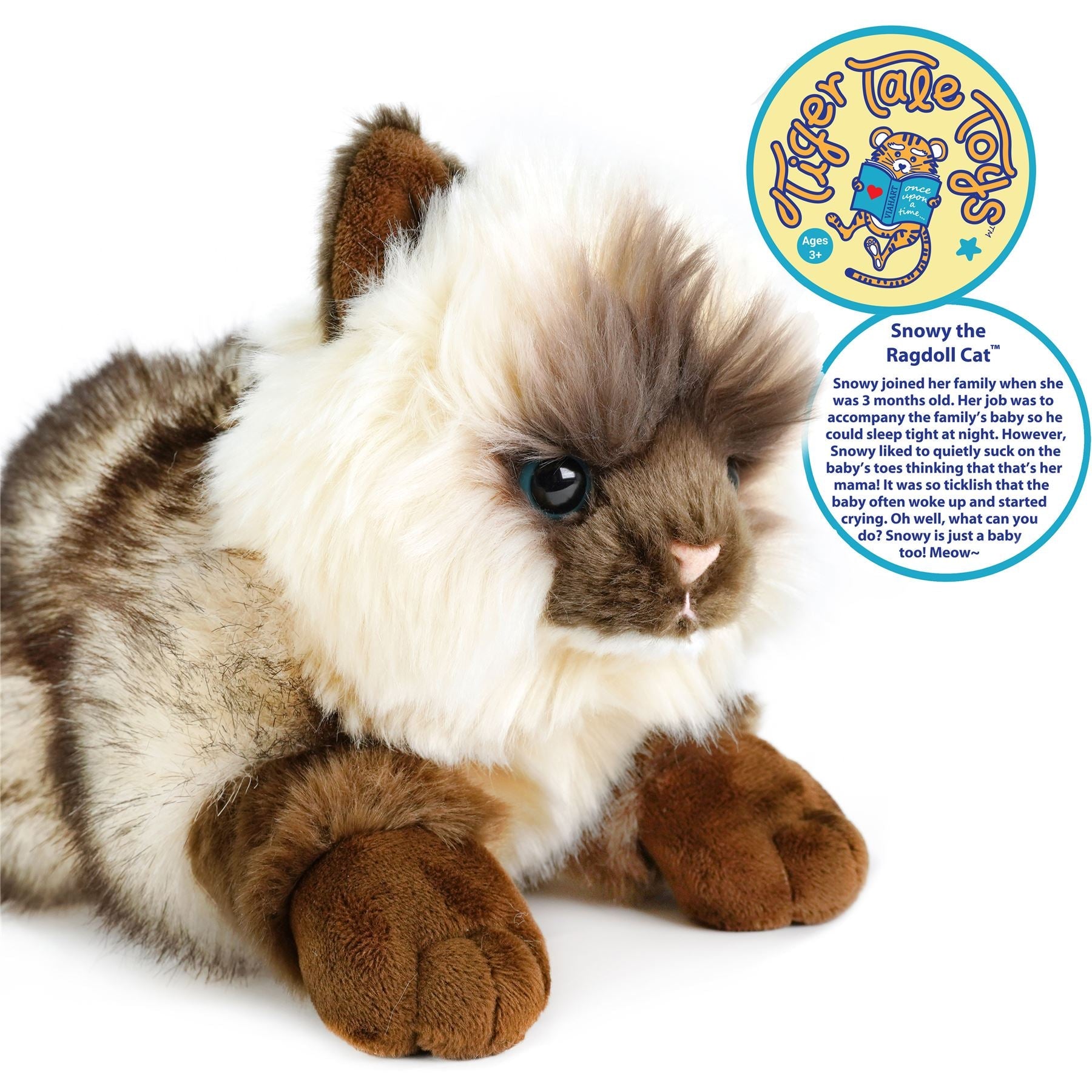 Snowy The Ragdoll Cat | 12 Inch Stuffed Animal Plush | By TigerHart Toys