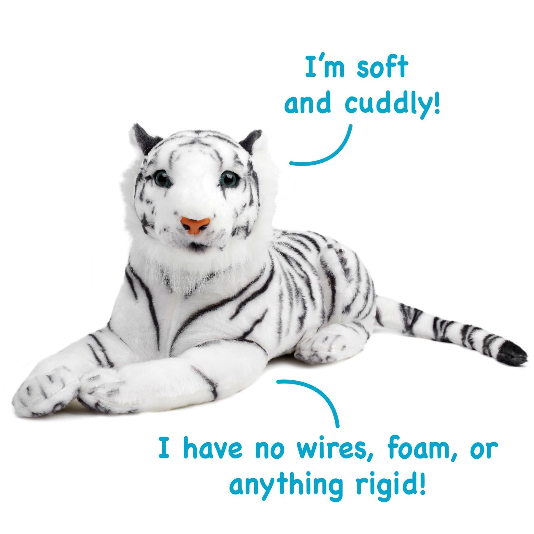 Saphed The White Tiger - Squeeze Me! | 17 Inch Stuffed Animal Plush | by TigerHart Toys