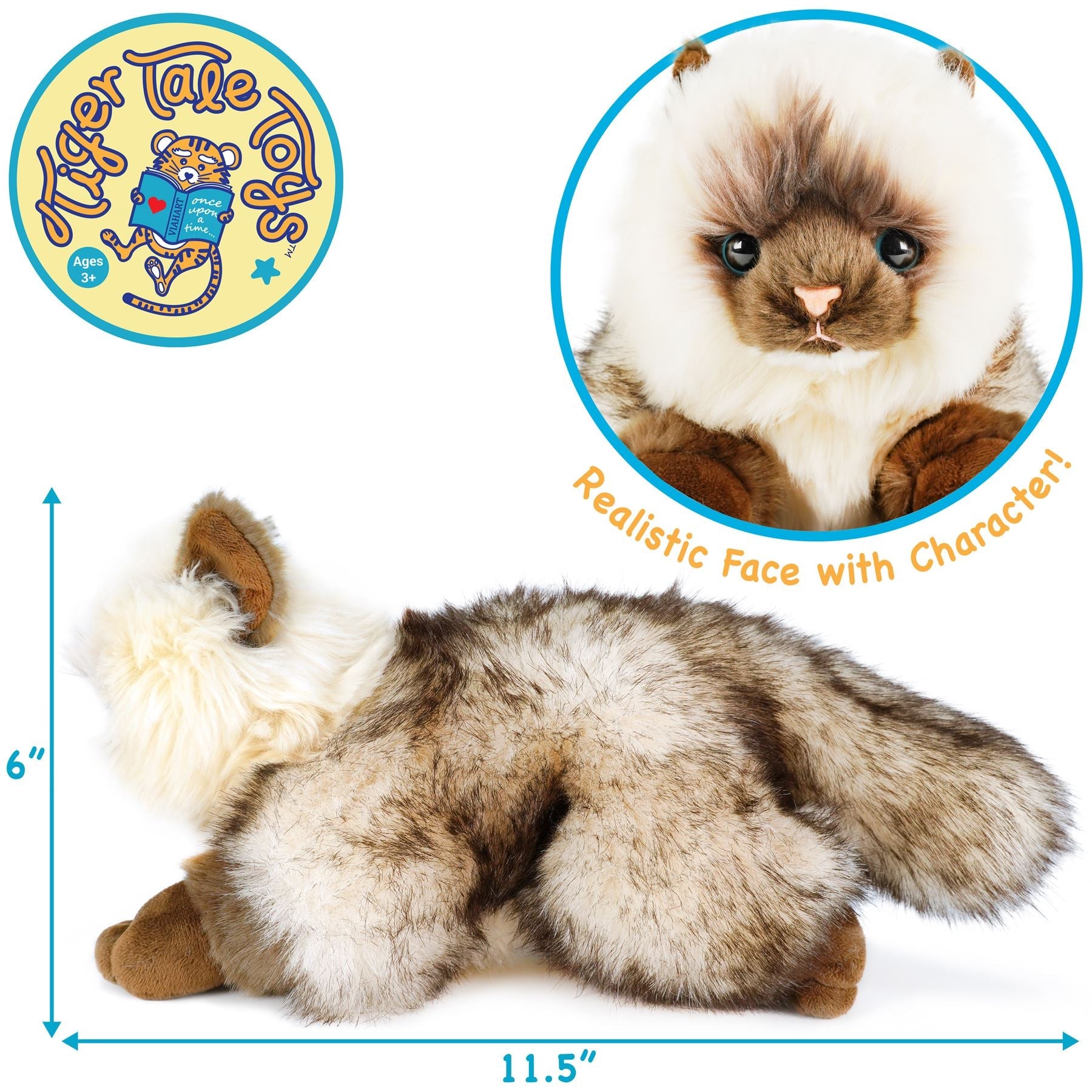 Snowy The Ragdoll Cat | 12 Inch Stuffed Animal Plush | By TigerHart Toys