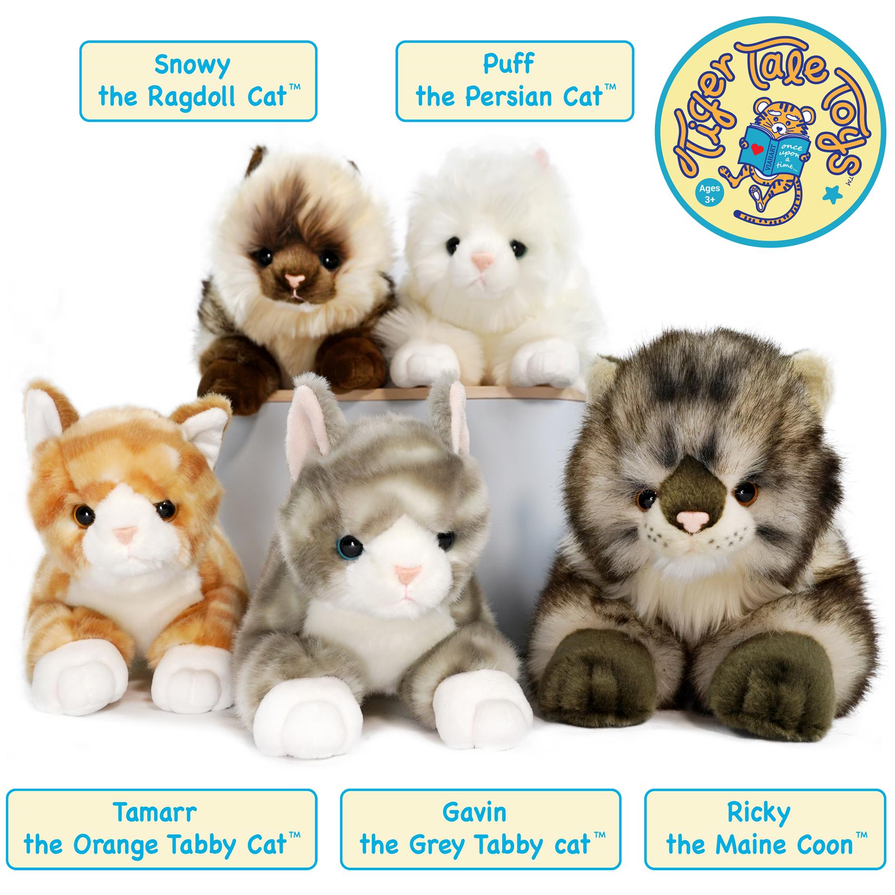 Gavin The Grey Tabby Cat | 13 Inch Stuffed Animal Plush | By TigerHart Toys