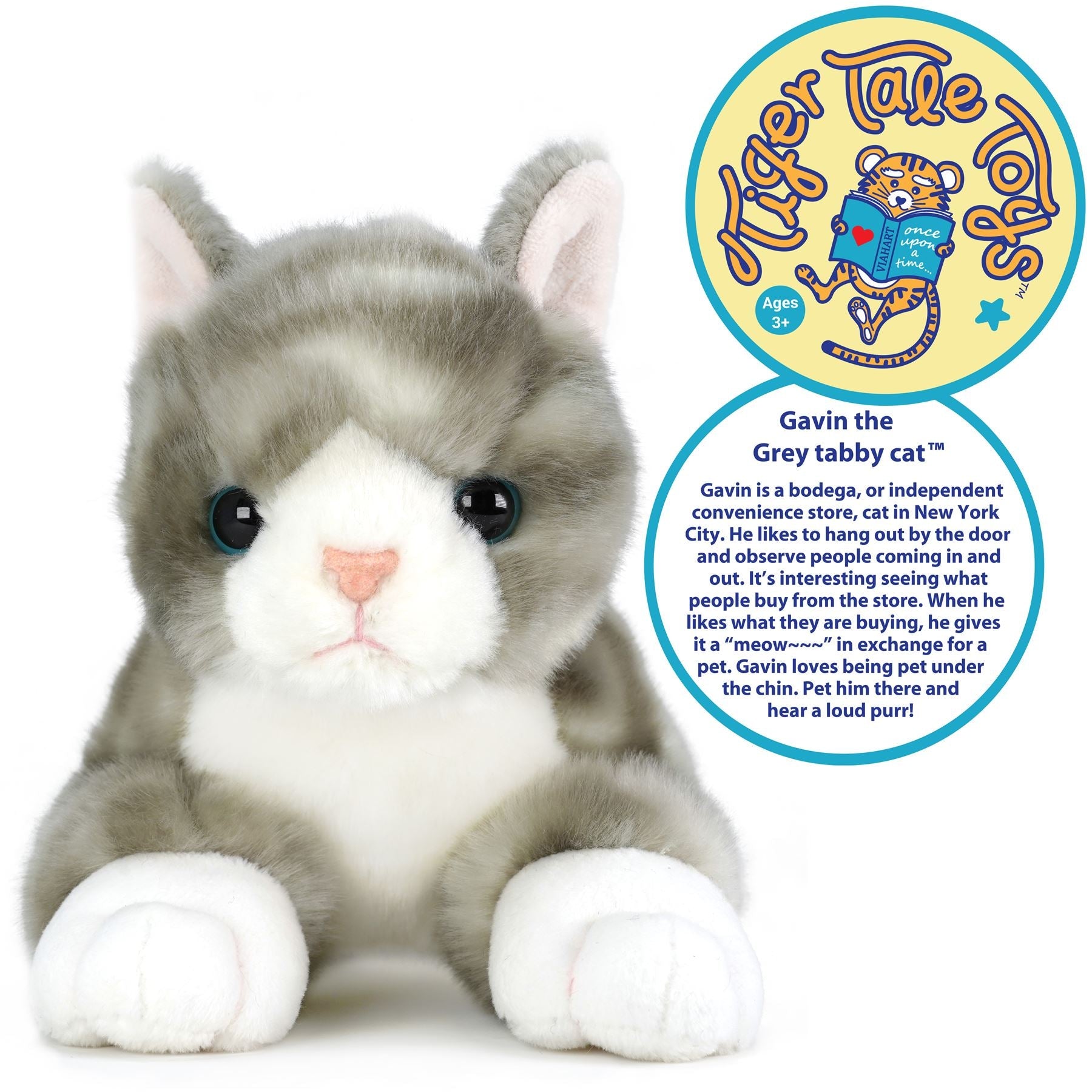 Gavin The Grey Tabby Cat | 13 Inch Stuffed Animal Plush | By TigerHart Toys