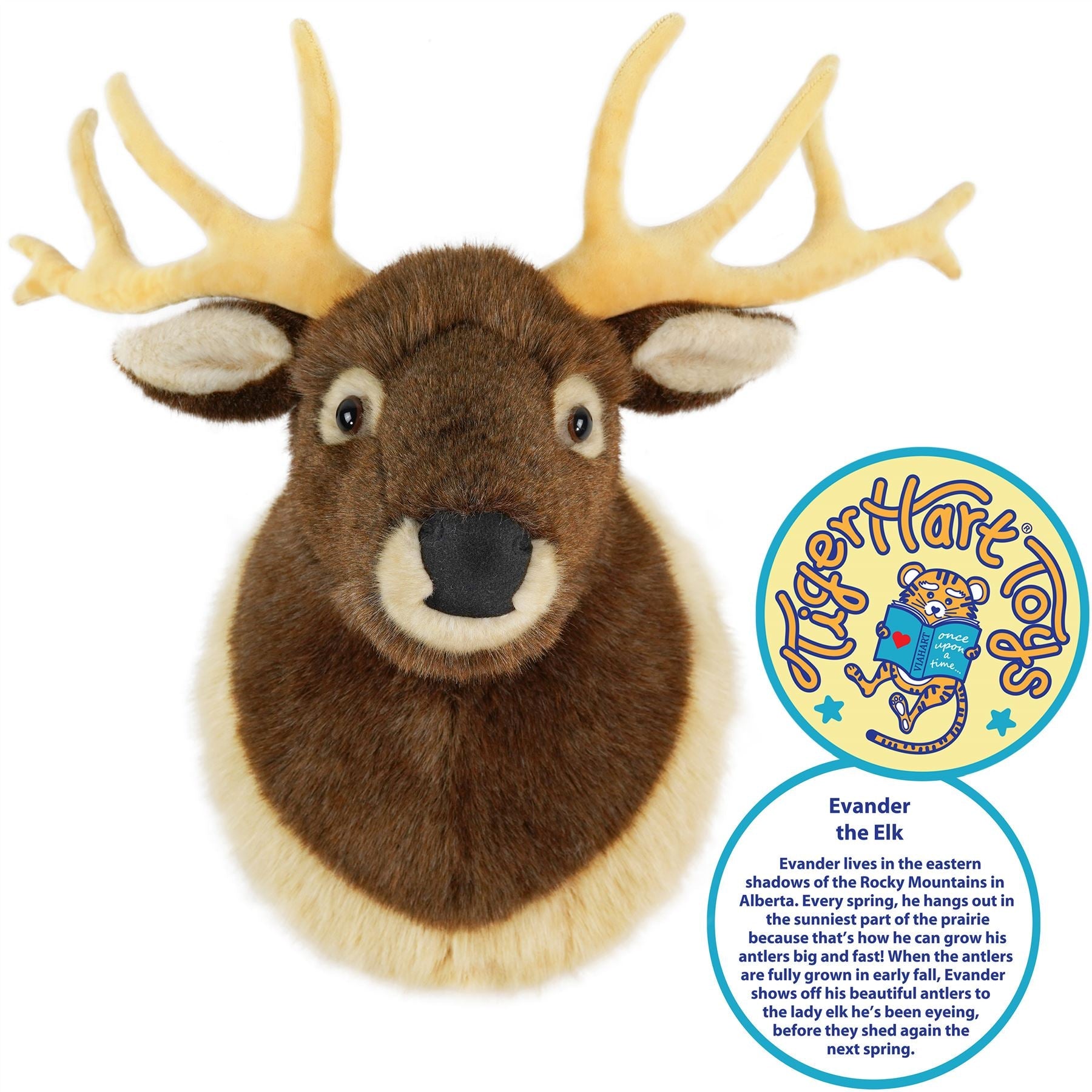 Evander The Elk Head | 25 Inch Stuffed Animal Plush | By TigerHart Toys