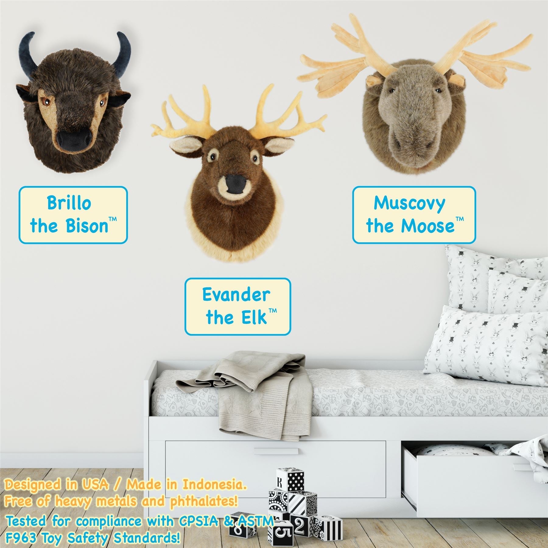 Evander The Elk Head | 25 Inch Stuffed Animal Plush | By TigerHart Toys