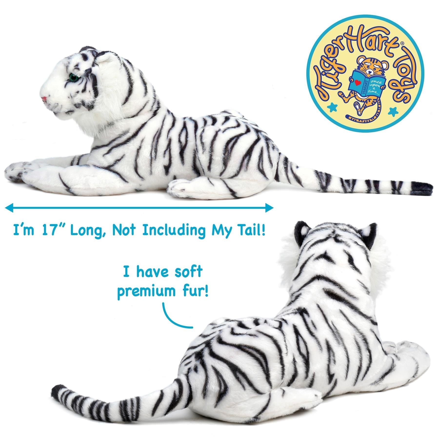 Saphed The White Tiger - Squeeze Me! | 17 Inch Stuffed Animal Plush | by TigerHart Toys