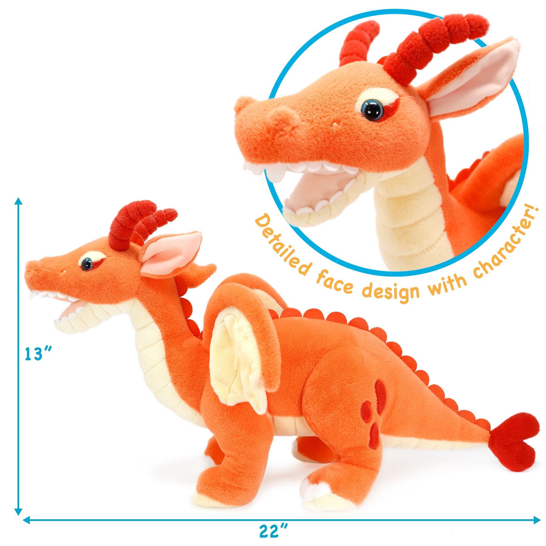 Delilah The Dragon | 22 Inch Stuffed Animal Plush | By TigerHart Toys