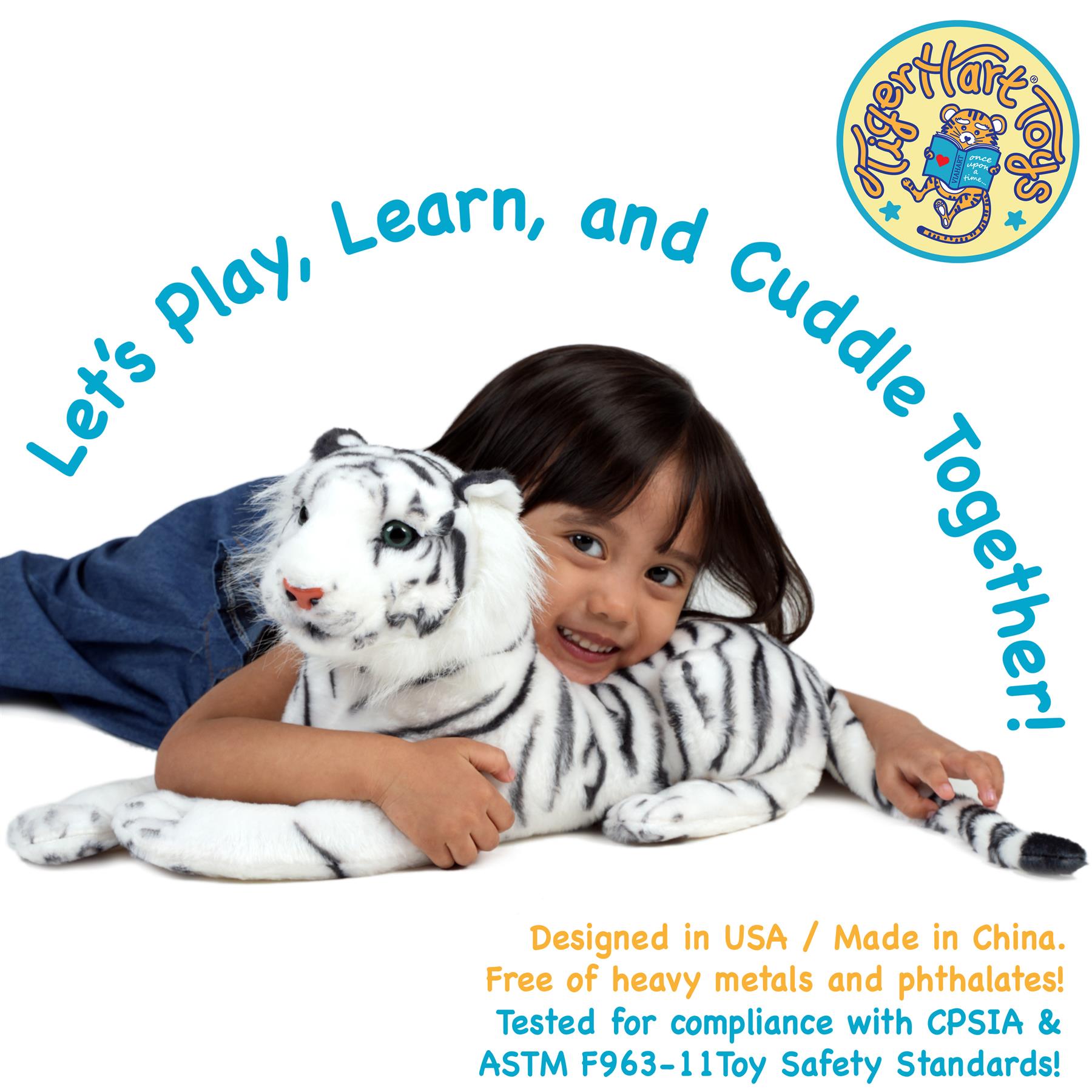 Saphed The White Tiger - Squeeze Me! | 17 Inch Stuffed Animal Plush | by TigerHart Toys