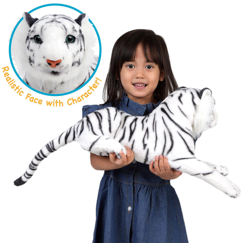 Saphed The White Tiger - Squeeze Me! | 17 Inch Stuffed Animal Plush | by TigerHart Toys