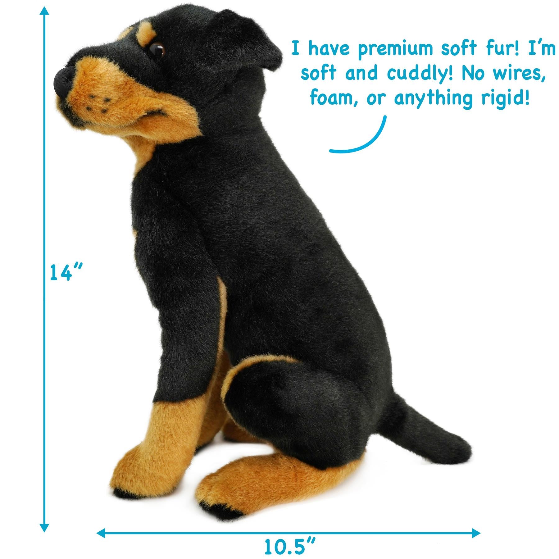 Ronin The Rottweiler | 14 Inch Stuffed Animal Plush | By TigerHart Toys