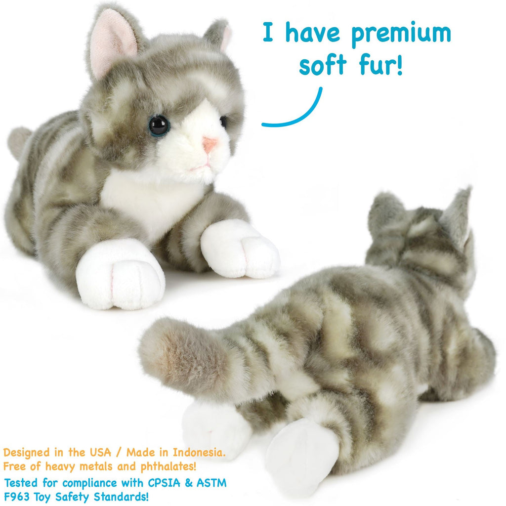 Gavin The Grey Tabby Cat | 13 Inch Stuffed Animal Plush | By TigerHart Toys