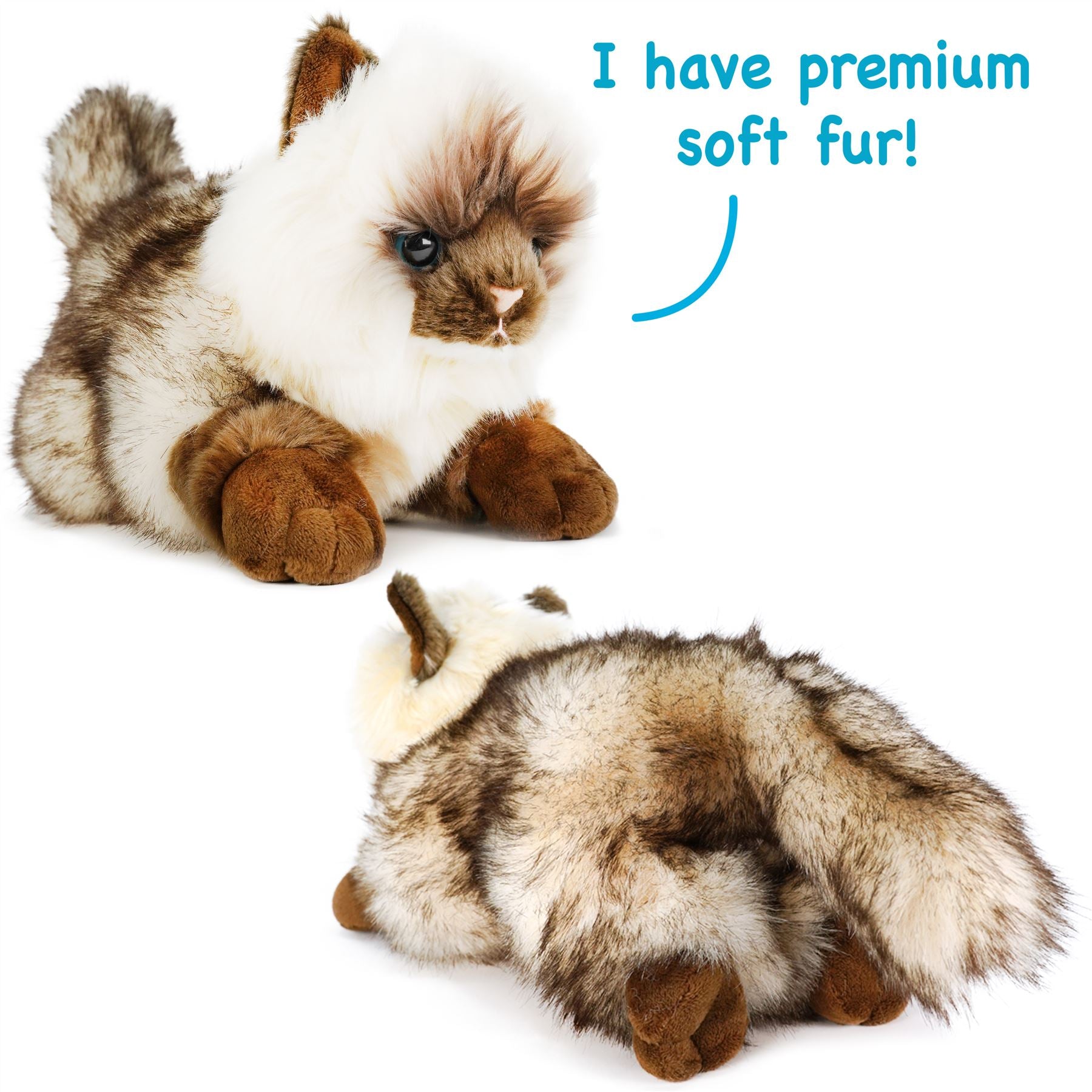 Snowy The Ragdoll Cat | 12 Inch Stuffed Animal Plush | By TigerHart Toys