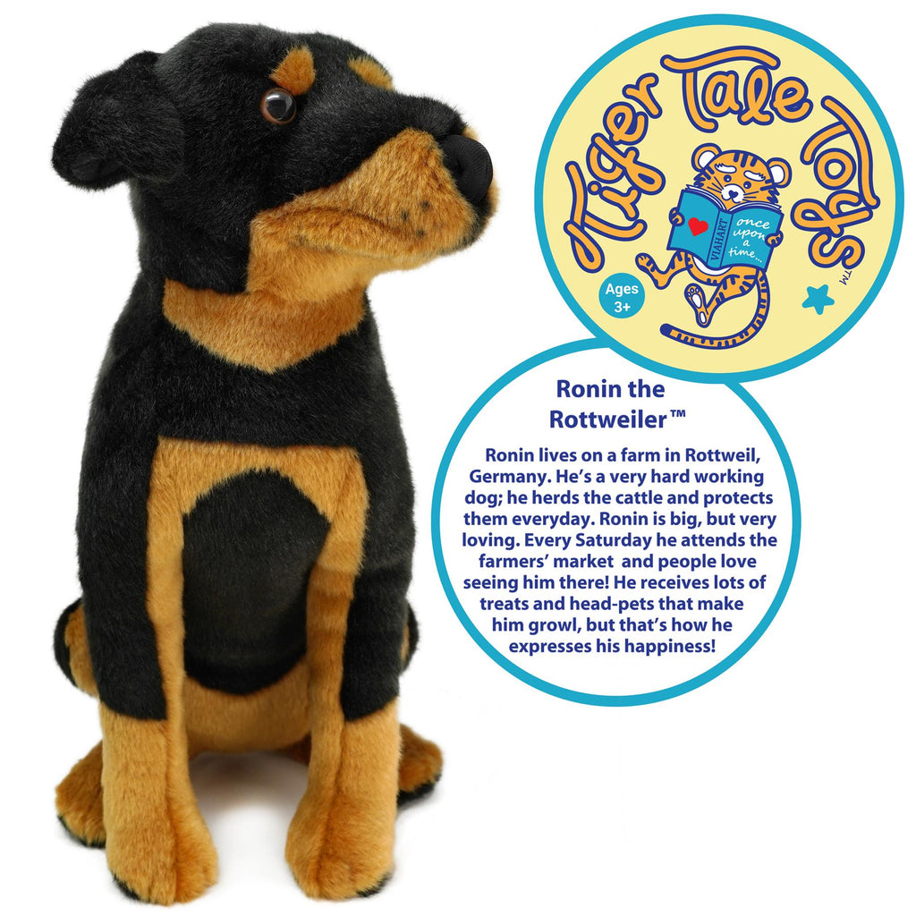 Ronin The Rottweiler | 14 Inch Stuffed Animal Plush | By TigerHart Toys