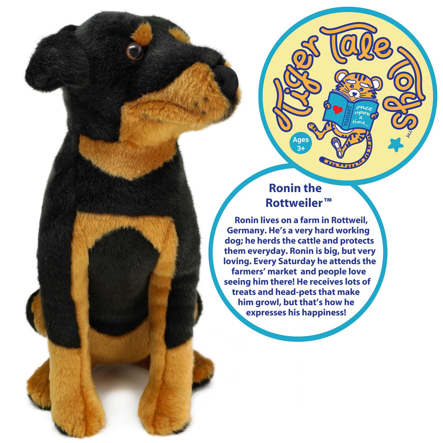 Ronin The Rottweiler | 14 Inch Stuffed Animal Plush | By TigerHart Toys